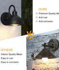 Built Tough Black Metal Barn Light With Sturdy Gooseneck Arm, Rain Or Shine Farmhouse Outdoor Porch Lantern on wall.