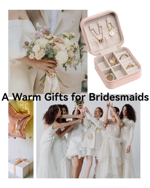 Bridesmaids with pink Compact Travel Jewelry Case For Women Grab And Go Style, Waterproof PU Leather With Soft Flannel Lining, Tiny 3.9x3.9x2 Inch Organizer.