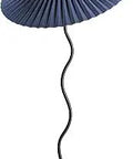Dope Modern Pleated Table Lamp With Spiral Shade 27.5 Inch Tall Blue Fabric Linen Umbrella Pleat Design Dimmable