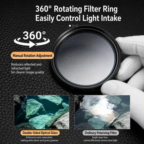 52mm Clip On CPL Phone Camera Lens Filter Kit for iPhone Models 11 Through 17 featuring manual rotation adjustment