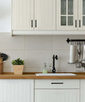 Kitchen with cabinets featuring 2 Pack Matte Black Cabinet Pulls, 3 Inch Hole Centers, Aluminum Kitchen Drawer Handles visible