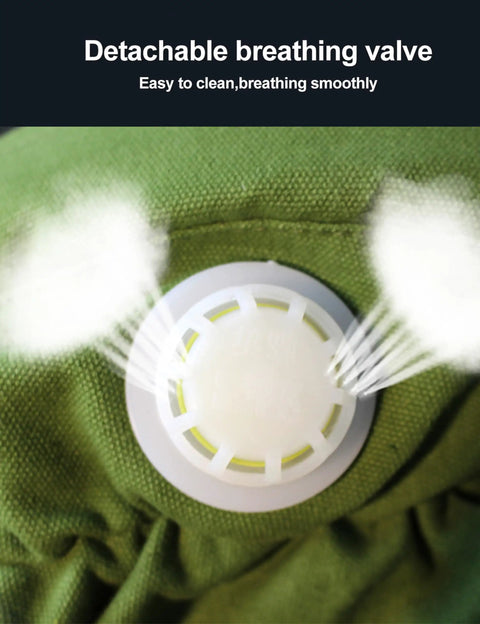 Close-up of detachable breathing valve on Pro Grade Sand Blasting Hood Suit With Clear Visor, Ventilated Protective Splash Gear