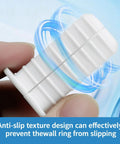 4 Pack Of Hella Flexible White 3/4 Inch Silicone Cable Grommets For Starlink held in hand, showcasing anti-slip design for cable management.