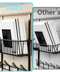Side-by-side comparison of Over The Door Hooks Organizer With Basket And 12 Coat Hooks Grab And Go Door Hanger Storage Rack.