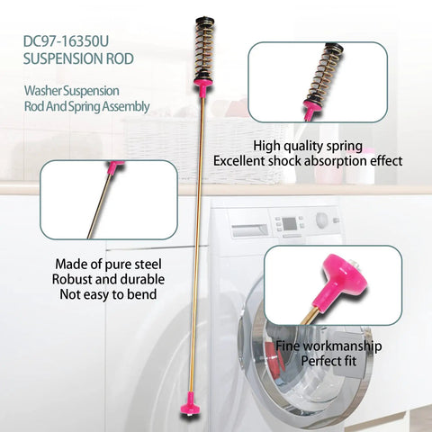 2024 Upgrade DC97 16350U Washer Suspension Rod Kit And Spring Assembly with steel rods next to Samsung washer