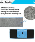 12 Pack Washable Reusable Wet Mopping Pads For iRobot Braava Jet M6 showing textured fiber close-up and easy installation details.
