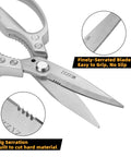 Heavy Duty All Purpose Scissors With Stainless Steel Blade And Small Serrations Metal Handle Shears For Home And Office close-up blade detail