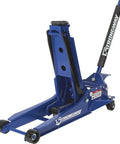 Front view of Long Reach Low Profile Floor Jack For Low Clearance Cars, 3 Ton Capacity, Quick Lift Foot Pedal, Dual Piston Pump