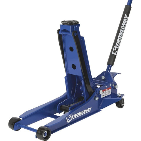 Front view of Long Reach Low Profile Floor Jack For Low Clearance Cars, 3 Ton Capacity, Quick Lift Foot Pedal, Dual Piston Pump