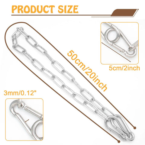 20 Inch Gate Chain Lock With Carabiner Stainless Steel Fence Gate Latch for Outdoor Fence and Livestock Gate, detailed view