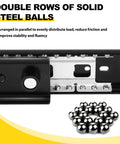 Double rows of solid steel balls for Straight Up Heavy Duty Countertop Extension Slide Rail, enhancing load stability and fluency.