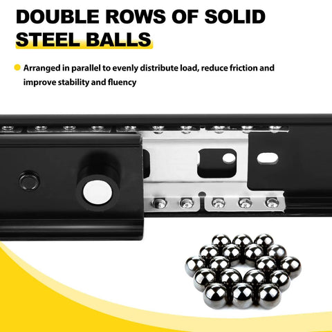 Double rows of solid steel balls for Straight Up Heavy Duty Countertop Extension Slide Rail, enhancing load stability and fluency.