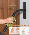 Sturdy Outdoor Stair Handrail Built Tough For One To Two Steps delivering slip resistant grip, being cleaned with cloth.