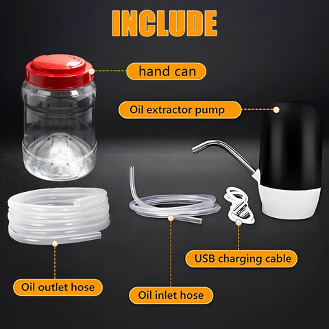 Heavy Duty Electric Oil Extractor Pump For Cars, RVs, Trucks, Motorcycles And Boats, Quick Clean Oil Changes With One Button Start, Rechargeable Battery, No Mess, Inlet And Outlet Tubes Included
