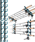 Heavy Duty Fishing Rod Holder 2 Pack for Garage Storage Ceiling Or Wall Mount Rod Rack With Protective TPR Coating on wall