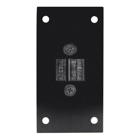 Back view of the Vienna 037 Series Matte Black Wall Mount Shower Door Hinge For Three Eighths To One Half Inch Glass, four screw holes