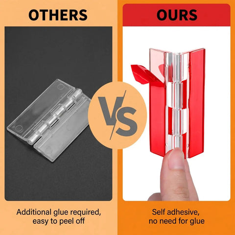 Comparison of clear self adhesive plastic hinges 65x40mm acrylic transparent folding hinges for DIY crafts and red hinge