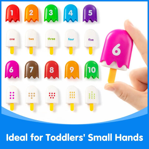 Fun Mini Number Pops 1 To 10 Ice Cream Counting And Number Matching Toy For Kids Kindergarten And Preschool Interactive Double Sided Math Games For Easy One To One Recognition