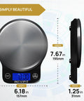 Digital Kitchen Scale For Precision Weighing, 13 Lb 6 Kg Capacity, Multifunction Food Scale In Clean Black Stainless Steel