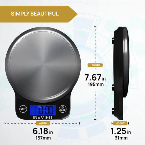 Digital Kitchen Scale For Precision Weighing, 13 Lb 6 Kg Capacity, Multifunction Food Scale In Clean Black Stainless Steel