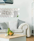 24 Piece Hexagon Acrylic Mirror Wall Decals Set For Living Room And Bedroom Self Adhesive Removable Reflective Stickers