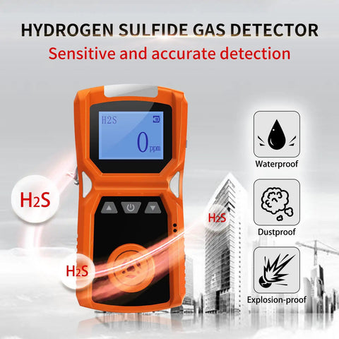 Hydrogen Sulfide Gas Detector With Digital H2S Monitor Loud Audible Alarms Plus Light And Vibration Alerts USB Rechargeable Clip On H2S Detector 0 To 100 Ppm Range For Jobsite Safety And Field Teams