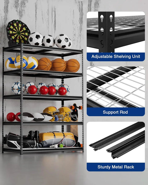 Built Tough Five Tier Heavy Duty Metal Shelving Unit With 4000 Lb Capacity, Adjustable Modular Rack For Garage Basement And Workshop Zero Hassle Organization