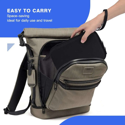 Road Ready Travel Electronic Organizer Case For Laptop Chargers Power Banks And Cables Features Cable Management Shockproof Hard Shell Storage being placed in a bag.