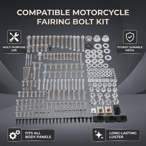 Dirt Bike Fairing Screws Kit With Bolts Nuts Washers And Spacers For Full Body Panels 246 Piece Hardware Set Includes M5 And M6 screws, washers, nuts, spacers