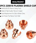 5 Pack 220818 Plasma Cup Cap Replacement For MAX65 85 105 Cutting Torch Copper Plasma Consumables Kit Durable Shield Cap For Clean Reliable Cuts And Pro Grade Cut Quality