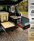 Heavy Duty Locking Drawer Slides 500 Pound Full Extension With Two Way Lock In Lock Out For Secure Transit In RVs Trucks Trailers And Mechanical Cabinets installed in SUV cargo kitchen