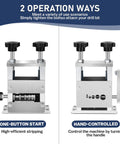 Precision Wire Stripper Machine With Drill Attachment And Manual Crank Options For Electrical Work Durable Alloy Steel Construction, showing operation modes.