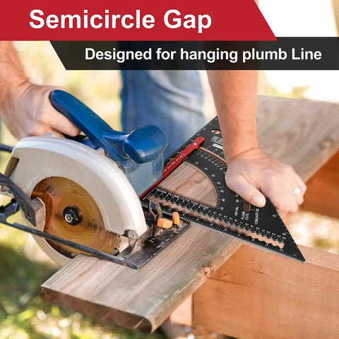 12 Inch Carpenter Square Tool For Framing And Woodworking Aluminum Alloy Rafter Square with saw guide in use outdoors