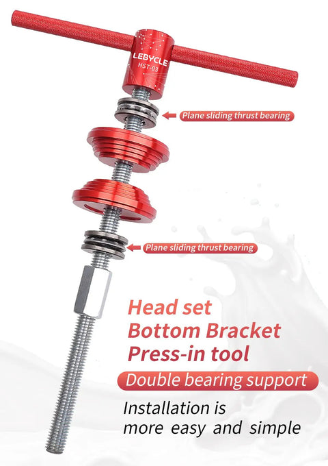 Heavy Duty Bike Headset Cup And Bottom Bracket Press Install Tool with aluminum handles and strong M16 bolt construction