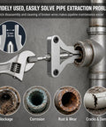 Grab This Heavy Duty Broken Pipe Extractor Set To Fix Rusty Stripped Boltss And Damaged Threads On Half Inch Or Full Inch Pipes With Ease Using A Hex Shank Drill For Your Next Fix It Today Plumbing Project, alloy steel extractor on rusty pipe