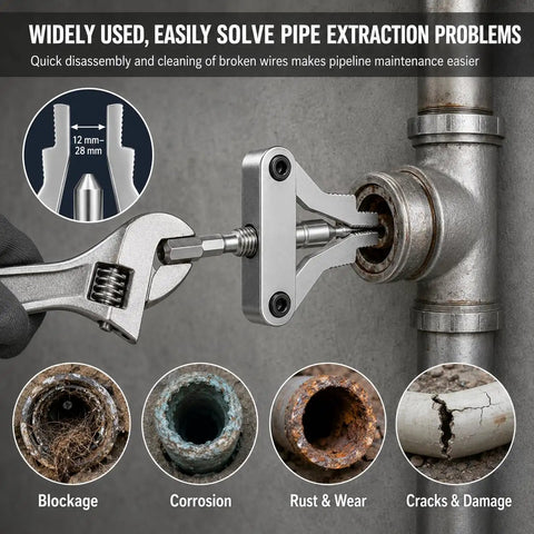 Grab This Heavy Duty Broken Pipe Extractor Set To Fix Rusty Stripped Boltss And Damaged Threads On Half Inch Or Full Inch Pipes With Ease Using A Hex Shank Drill For Your Next Fix It Today Plumbing Project, alloy steel extractor on rusty pipe