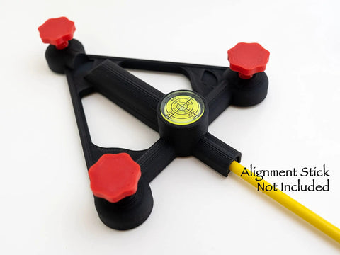 Rock Solid Adjustable Alignment and Leveling Stand for Approach R10 Monitor with red knobs and leveling indicator