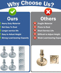 Comparison chart showing benefits of Heavy Duty 2 Inch Leg Levelers Set with Square Metal Plate for Arcade Game Cabinets over others.