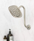 High Rise Shower Head Extension Arm With Flange 10.5 Inch Gooseneck S Shaped Design In Stainless Steel Half Inch Connection