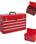 4-Drawer Heavy Duty Metal Tool Chest With Ball Bearing Slides Portable Steel Tool Box Lockable Organizer With EVA Liners