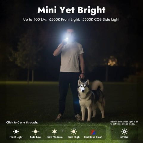 Person outdoors with dog using Rechargeable EDC Flashlight Two Pack With USB C Charging Ultra Slim Pocket Light Clip And Magnetic Base