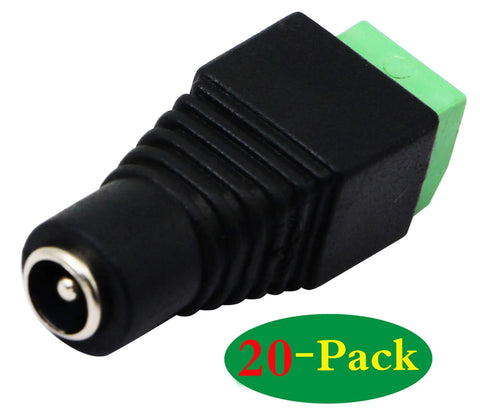 Hassle Free Dc 5.5 To 2.1Mm Female Barrel Adapter With Secure 2 Pin Screw Terminals For Cctv Cameras And Led Strip Lights 20 Pack side view