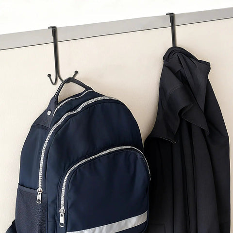 Two Pack Adjustable Cubicle Hooks Heavy Duty Double Coat Hangers For Partition Wall Panels Fits 1.3 To 3.6 Inch Thickness