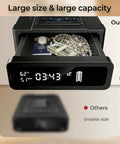 Biometric Gun Safe With 3 Quick Access Modes, 1 Second Fingerprint Scan, open drawer displaying jewelry and money, large capacity