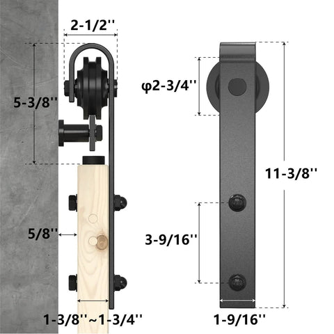 Antique Black Sliding Barn Door Hardware Kit With Double Track Roller System 6.6 Foot Length Fits 4 To 18 Foot Openings