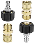 Pressure washer adapter set with brass M22-14MM fittings and 1/4 in quick-connect ends (4 pieces)