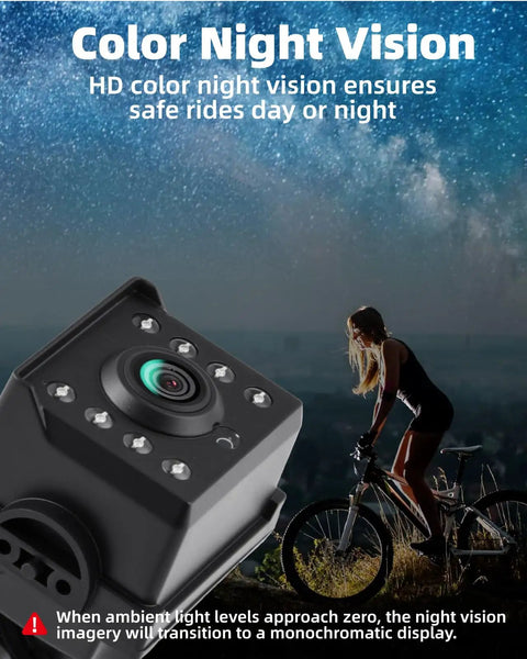 Bike Rear View Cam With 10000mAh Rechargeable Battery 360 Degree Rotation 5 Inch HD 1080P Display Color And Black And White Night Vision 130 Degree Wide Angle View For Bicycle Mountain And Road Riding