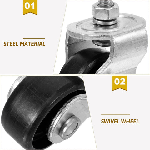 Close-up of a Universal Hydraulic Floor Jack Caster Wheel Replacement 2.75x1.96x1.57 In showing steel material and swivel wheel.