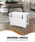 Furniture Casters with Brake Replacement Wheels for Cabinets, white storage box on wheels, 360-degree rotation.