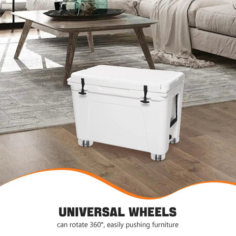 Heavy Duty Swivel Caster Wheels for Furniture Drawer Mobility on a white storage container with 360° rotation.